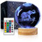 YYLZEPHB 3D Elephant Crystal Ball Night Light With Wooden Base, 3.15 Glass Lamp With 16 Colors, Cool Desk Decor Gifts for Women, Kids, Friends, Adults