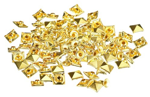 sourcing map 60 Ensembles de Clous à Cône pour Vêtements, Rivets Rapides en Forme de Pyramide de 8mm, Clous à Tête de Clou en Cuivre pour Décorations en Cuir (Ton Or).