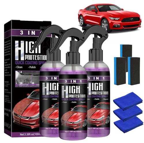 3 Pezzi Polish Auto Rimuovi Graffi, High Protection Spray 3 in 1, Nano Ceramic Rivestimento Spray, Ceramic Coating Auto Ripara, Nanotecnologia Auto, Rinnova Auto Carrozzeria Rimuovi Graffi