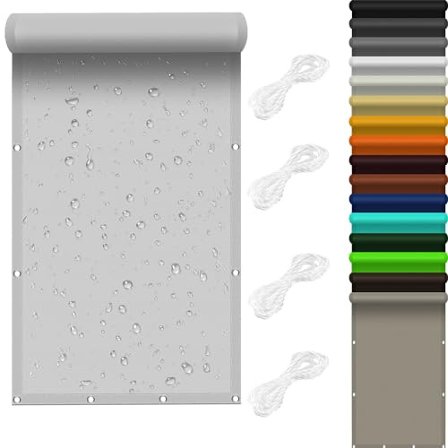 Brise Vue Balcon pour Pergola Jardin 0.5 x 6 m 98% UV Protection,Polyester, Auvent Résistante Aux Imperméable avec Oeillets avec Cordons pour Patio Jardin Terrasse, Blanc