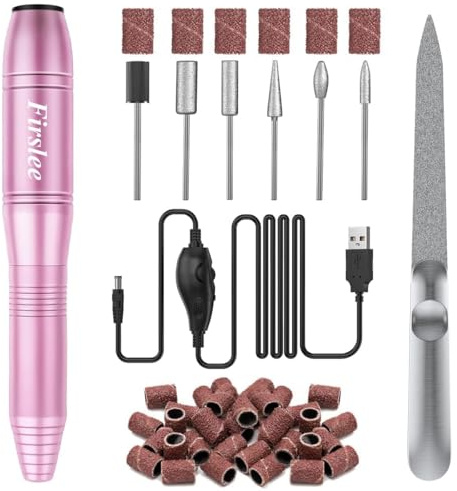 Nagelfräser Maniküre Set Elektrisch, 20,000 U/Min Fräser für Gelnägel, Elektrische Nagelfeile für Zuhause, Nail Drill Set mit 26 Schleifbändern und 6 Bits