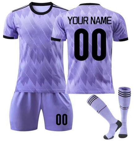 Maillot de Foot Enfant Personnalisé,2024 Nouvel personnalisé t-Shirt de Sport et Respirant pour, Adultes, vêtements de Sport livrés avec Un Short et des Chaussettes en Option