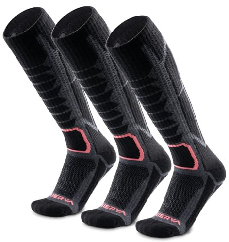 WEIERYA Skisocken,Merinowolle ski socken für Herren Damen Geeignet für Skifahren,Snowboarden,Outdoor Wintersport,Schwarz 3 Paar (37-40)
