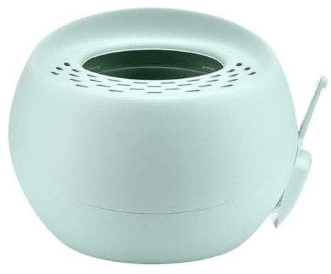 FENGJISUN Katzentoilette Katzenklo Runde Katzentoilette Mit Katzenstreuschaufel, Moderne, Minimalistische, Geruchlose Katzentoilette Für Hauskatzen Katzen Zubehör(Grün)