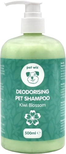 pet wiz Super Deodorising Pet Shampoo with Kiwi Blossom | Cleanses, Nourishes, Deodorises and Protects Skin | With Baking Soda, Chamomile Extract and Vitamin B5, 500ml