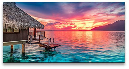 Paul Sinus Murale 120 x 60 cm – Splendido tramonto sull'oceano, atmosfera di vacanza, paesaggio marino