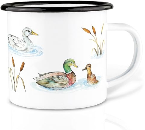 Ligarti® Emaille Tasse (leicht & robust) | Design Cup, Camping Becher handveredelt in Deutschland | Kaffeetasse, Emaillebecher