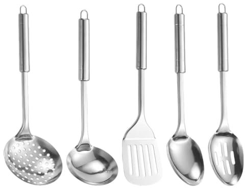 HOLIDYOYO 5 Pz Set Da Cucina Pala Da Ristorante Spatola Da Cucina in Acciaio Inox Spatola Per Alimenti Pentole Durevoli Mestolo Casalingo Utensile Da Cucina Acciaio Inossidabile
