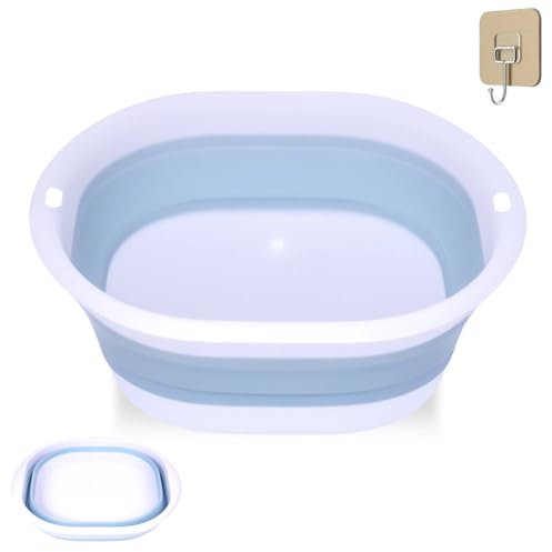 2Pcs Lavabo Plegable Portátil, Cuenco de Silicona Barreño Palangana Plegable Multifuncional, Sin BPA y Inodoro, Cuenco Plegable Que Ahorrar Espacio para Viajes, Camping y Cocina(2 Dimensiones)