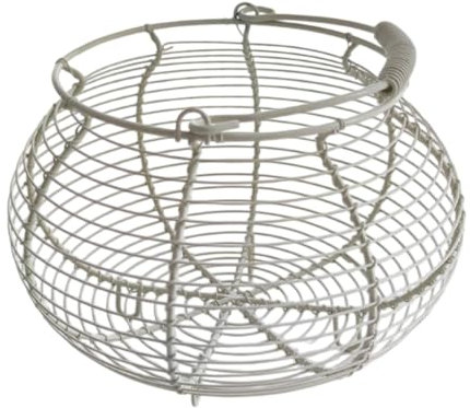 Colcolo Wire Egg Basket Container for Gathering Fresh Eggs Egg Collecting Basket Chicken Egg Holder for Bread Fruits 20 x 20 x 13 cm, White