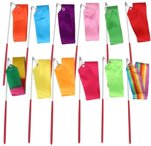WJLYDM Tanzband 8 Stück Anzug Luftschlangen Turnhalle Band Schals Tanz Pole Kits Stick Bänder Zauberstab FüR Rhythmische Sportgymnastik