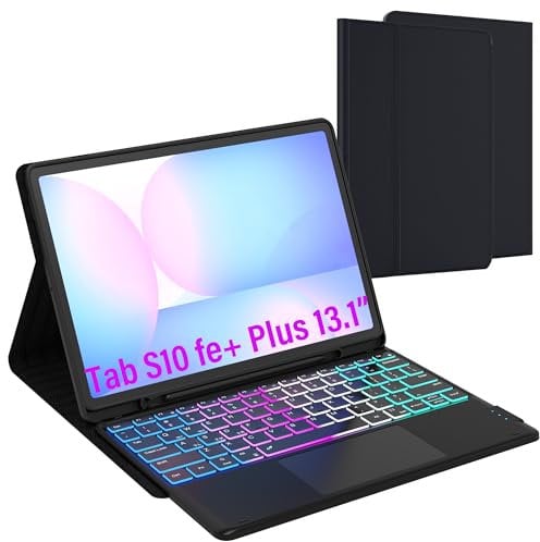 for Samsung Galaxy Tab S10 FE+ Plus 13.1 2025 Keyboard Case: 7 Colors Backlit Trackpad Keyboard for 13.1-inch Galaxy Tab S10 FE+ - One-Click DEX Mode - Detachable Key Board Cover with Pen Holder