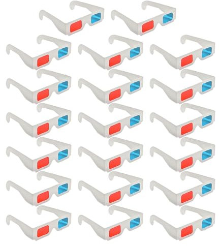 HINFHI 20 Pieces Of Paper 3D Glasses, Portable Glasses, Movie Viewing Accessories, Suitable For Tv, Computer, Projectors.
