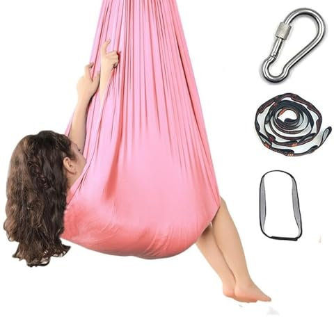 Yoga Sensory Swing Set indoor, Aerial Hammock, Inversion Swing Sling Hammock(Pink)