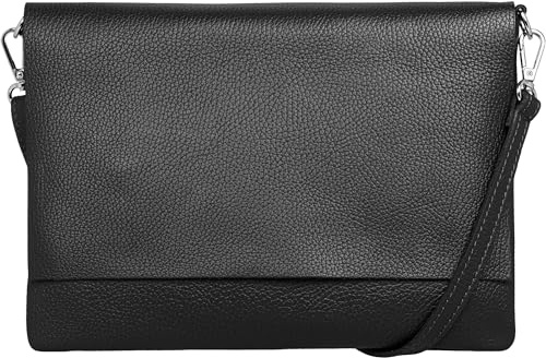 Caspar elegante Leder Clutch Damen Umhängetasche XL Abendtasche in 2 Größen - CLASSIC LINE - Modell No.770 - Made in Italy