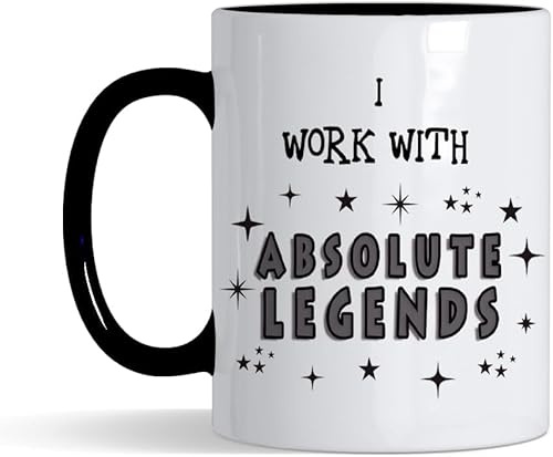 Getagift I Work with Absolute Legends Mug – 11 oz Funny Coffee Mug for Coworkers, Boss, Colleague – Office Gift for Work Friends, Retirement, Leaving Job, Appreciation or Farewell Gift (Black)