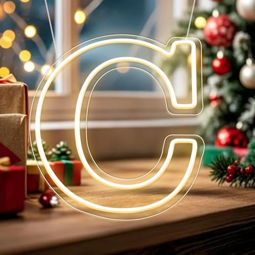 RumonZS Light Up Letters C LED Letters Lights Neon Sign 26 Alphabet 29 cm Decorative Lighted Alphabet for Wedding Party Birthday Bar Christmas Home Decor Letter Lights (Warm White)
