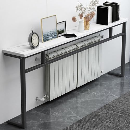 SXKLLYX Heizungsregal Metallrahmen, Heizung Ablage, 20 cm Tiefer Sofatisch, Heizung Regal für Home Office Dekorativ, Tragkraft 30 Kg(Black,120 * 20 * 80cm/47 * 8 * 31in)