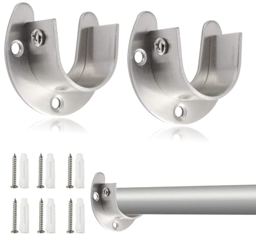 PYEUIFT 2 Pièces Support Tringle Penderie Barre Halter Support pour Armoire ou Dressing Fixation Murale Solide Sans Percage pour Penderie et Organisation Intérieure