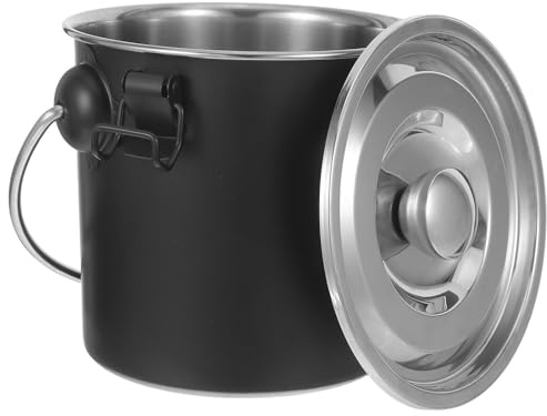 HAPINARY Edelstahl Kohlebehälter mit Deckel für Outdoor BBQ Runder Grillkohle Sammelbehälter Hitzeversiegelt und Brandsicher für Garten und Veranstaltung