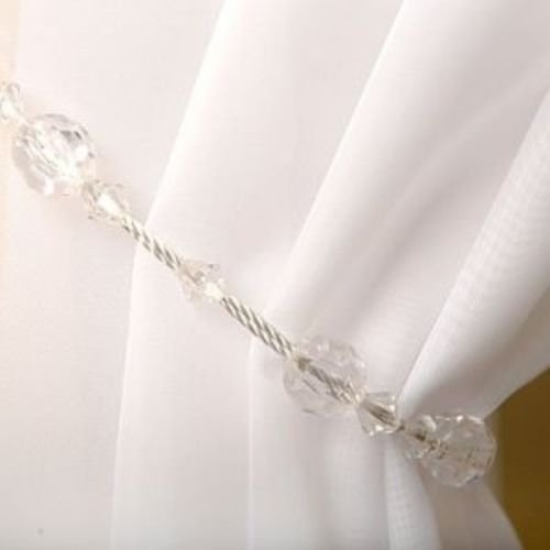 Twinkle Beaded Curtain Tie Backs Bead White Crystal (2)