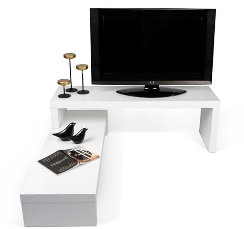 Symbiosis Cliff Mobile TV Allungabile Bianco 125/235x38x20/40 cm