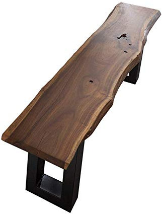 SAM Sitzbank Quentin 180x40 cm, Kufengestell schwarz, Massive Holzbank, Akazien-Holz, echte Baumkantenbank, Unikat