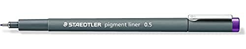 Staedtler 308 05-6 VE Pigment Liner Fineliner with Pigment Ink, Waterproof, Fade-Resistant, Indelible, Line Width 0.5 mm, Case with 10 Pigment Liners Purple