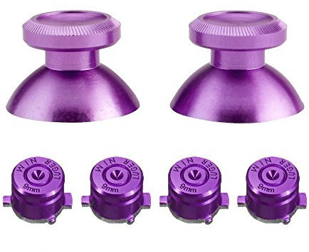 Thumbsticks aus Metall und Aluminium, Daumengriff, Pilzkappe + Kugeltasten, Mod Kit, Hebel, Joystick für PS4-Controller (lila)
