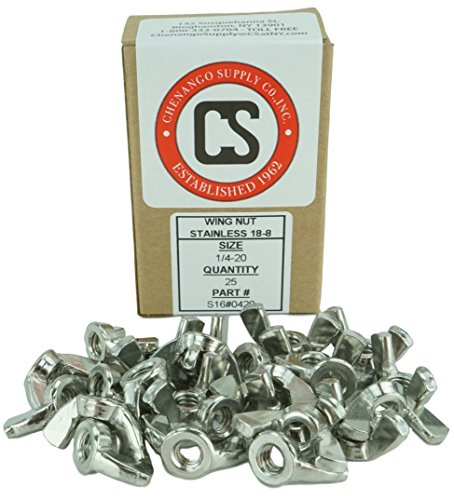 Stainless 1/4-20 Wing Nut, Coarse Thread, 304 Stainless Steel, 25 Pieces (1/4-20 Wing Nut)