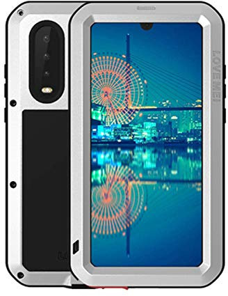 Hwota Huawei P30 Lite wasserdichte Schutzhülle, stoßfest, wasserdicht, staub-/schmutz-/schneefest, Aluminium-Metallhülle, strapazierfähig, grobs, Schutzhülle für Huawei P30 Lite (Silber)
