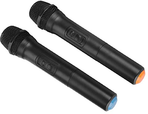 Tangxi 2 Kanäle kabelloses Karaoke-Mikrofon VHF Doppelmikrofon mit tragbarer Mini-Empfänger für Geschäftstreffen, Kirche, Zuhause, Familiengesang, Partys