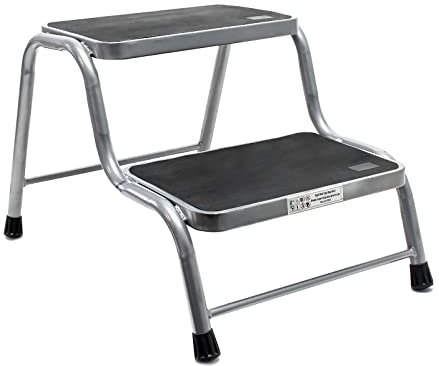 Marchepied Double Antidérapant Acier affiné avec 2 marches Charge Max. 150kg Camping Accès Caravane