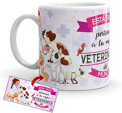 Kembilove Taza de Café de la Mejor Veterinaria del Mundo – Taza de Desayuno para la Oficina – Taza de Café y Té para Profesionales – Taza de Cerámica Impresa – Tazas Jefe de Veterinarias