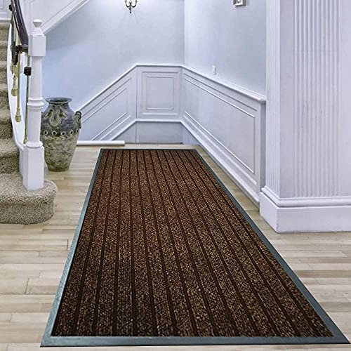 Long Hallways Runners 80 x 300 cm, Brown - Heavy Duty Dirt Trapper Barrier Mat Waterproof Strong PVC Rubber Backing Anti Slip Floor Mat