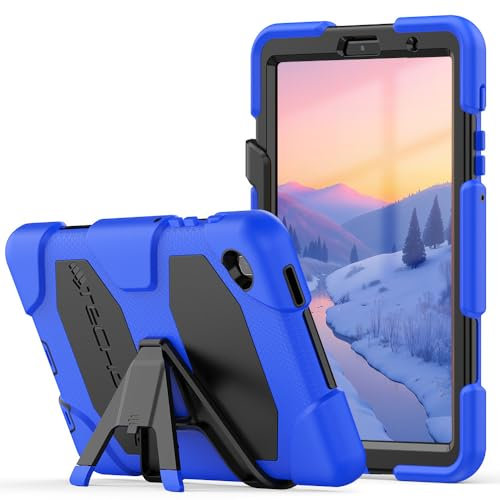 TECHGEAR G-Shock Étui pour Samsung Galaxy Tab A7 Lite 2021 8.7 (SM-T220 / SM-T225) Coque Rigide, Haute Protection Anti-Choc avec Support Amovible, Housse pour Enfants Écoles Ouvriers Bâtiments - Bleu