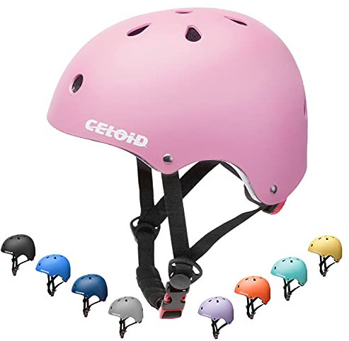CELOID Kinder-Fahrradhelm, Jugend-Skateboard-Helme für Kinder im Alter von 8–10–14 Jahren, für Jungen und Mädchen, verstellbar, Multi-Sport, Fahrrad, Skateboarding, Fußball, Laufradhelm, Pink