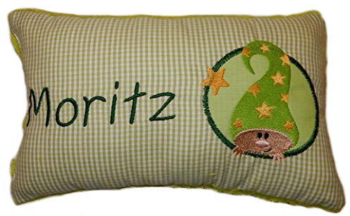 Momelie Grünes Schmusekissen * Kuschelkissen * Sandmann * mit Namen Bestickt * 25 x 40 cm * SK-gn_0042