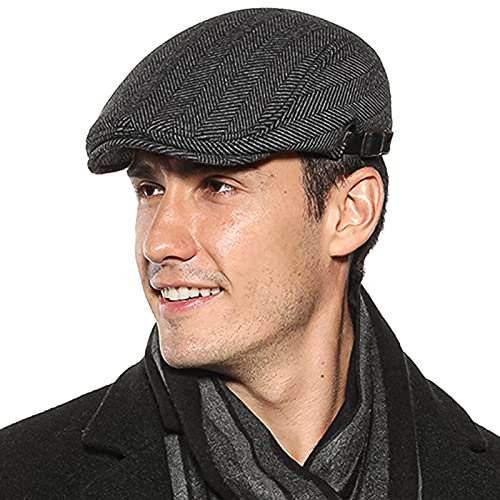 AIEOE Flache Mütze aus Tweed-Wolle, für Herren, flach, Irland, atmungsaktiv