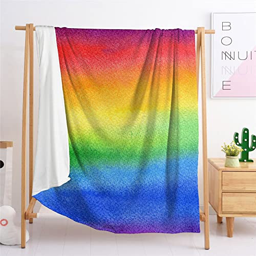 Highdi Wohndecke Flauschige Kuscheldecke Zweiseitige Fleece Decke mit Regenbogen Bedruckt, Weiche Warm Fleecedecke als Sofaüberwurf, Tagesdecke oder Wohnzimmerdecke (Regenbogen,140x180cm)