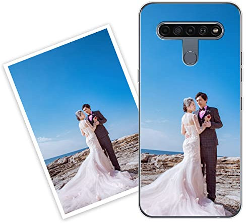 Sunrive Personalisierte Hülle kompatibel mit LG K61 Silikon,Transparent Handyhülle Benutzerdefiniert Weicher Etui mit Eigenem Foto Bild Text Individuelle