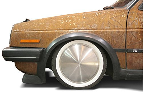 Hansen Styling Parts 2X Weißwandringe mit Moon Caps für PKW, Oldtimer, Youngtimer (15 Zoll, weiß)