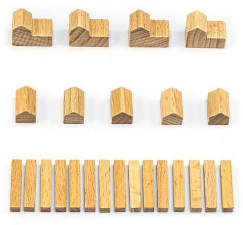 Waldfelsen® Hozfiguren: 4 Städte, 5 Siedlungen und 15 Straßen geeignet für Die Siedler (Farbe: Blanko)