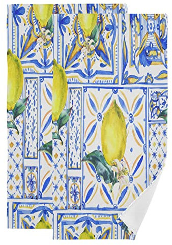 321 2Er Set Badetücher Vintage Zitrone Weich Yoga Strandtücher Damen Wandern Reisehandtuch Reise Mikrofaser Handtücher, 40X70Cm
