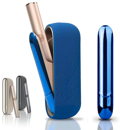 Hochwertige Schutzhülle kompatibel mit IQOS ILUMA Cover + Magnetisches Frontblende, magnetische Seitenhülle, Schutzhülle aus weichem Material, Tasche für Zubehör iqos (Dark Blue)