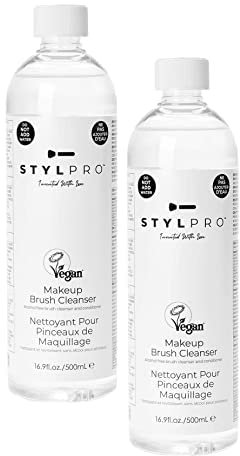 STYLPRO Veganer Pinselreiniger – Makeup Brush Cleaner 2x 500ml – Tiefenreinigung für Schminkpinsel – Make-up Pinselreiniger, Pinselseife, Make Up Brush Cleanser