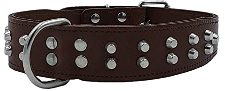 La zappa Hundehalsband aus Leder mit Nieten und Metallschnalle (70 cm)