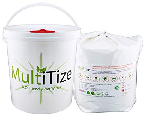 MultiTize Antibacterial Hand Wipes, Surface Wipes, 100% Biodegradable, General Surface Cleaner, (1 x 500 Wipe Bucket + 1 x 500 Wipe Refill Roll) (1000 wipes)
