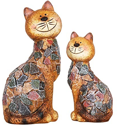 Oinas Kunstharz-Skulptur Katze lächelnde Katze für Zuhause Büro Hotel Bücherregal Desktop Dekorative Garten Dekoration Hof Dekoration Skulptur Ornamente Geschenke Zwei Sets