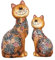 Oinas Kunstharz-Skulptur Katze lächelnde Katze für Zuhause Büro Hotel Bücherregal Desktop Dekorative Garten Dekoration Hof Dekoration Skulptur Ornamente Geschenke Zwei Sets